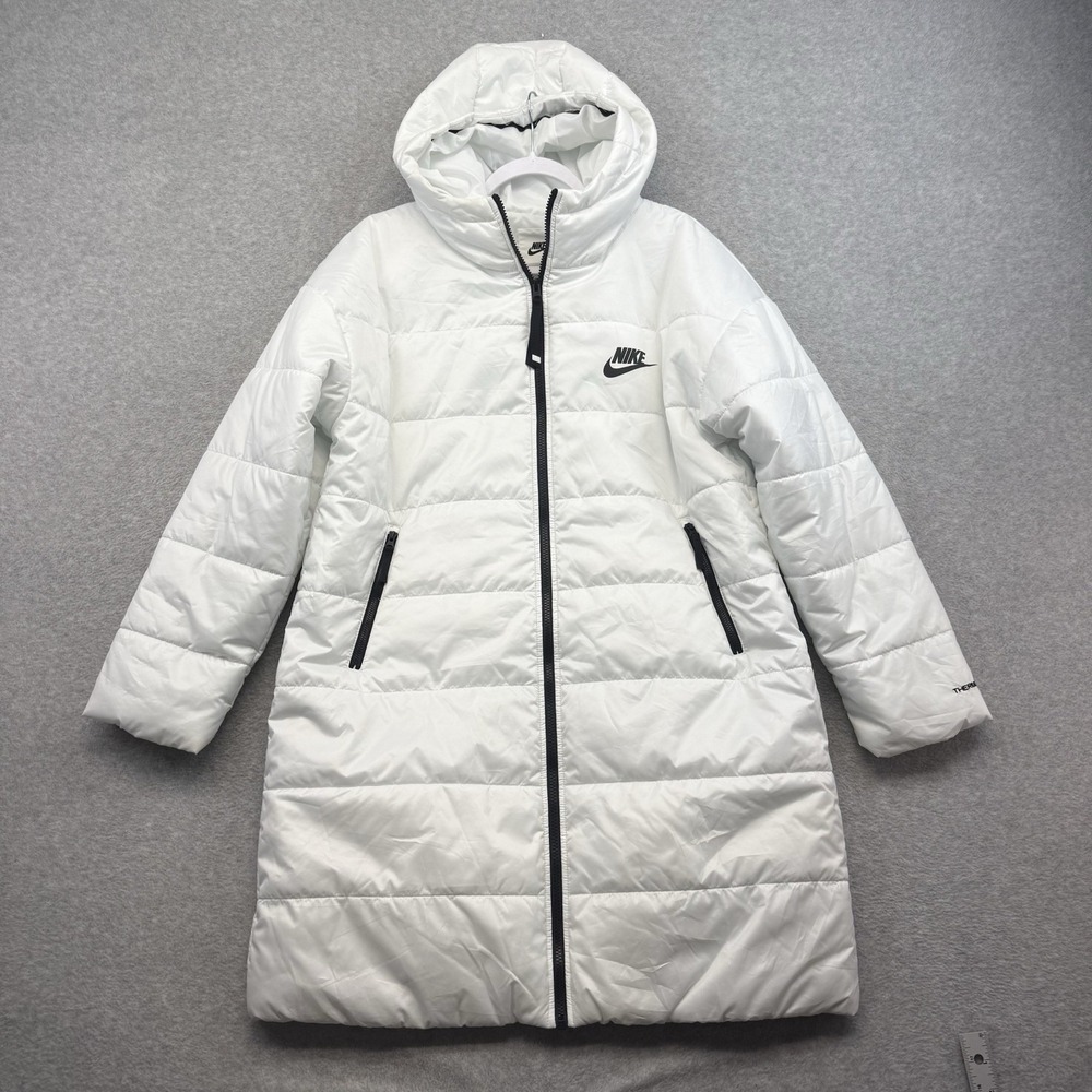 Nike Women's Therma-Fit Repel Quilted Parka White Size M Coat DJ6999-100 Long